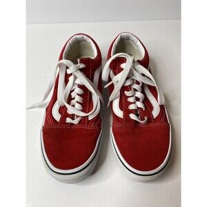 Vans Old Skool Low Red White Lace Up Skate Sneakers 4.5 Men 6 Women